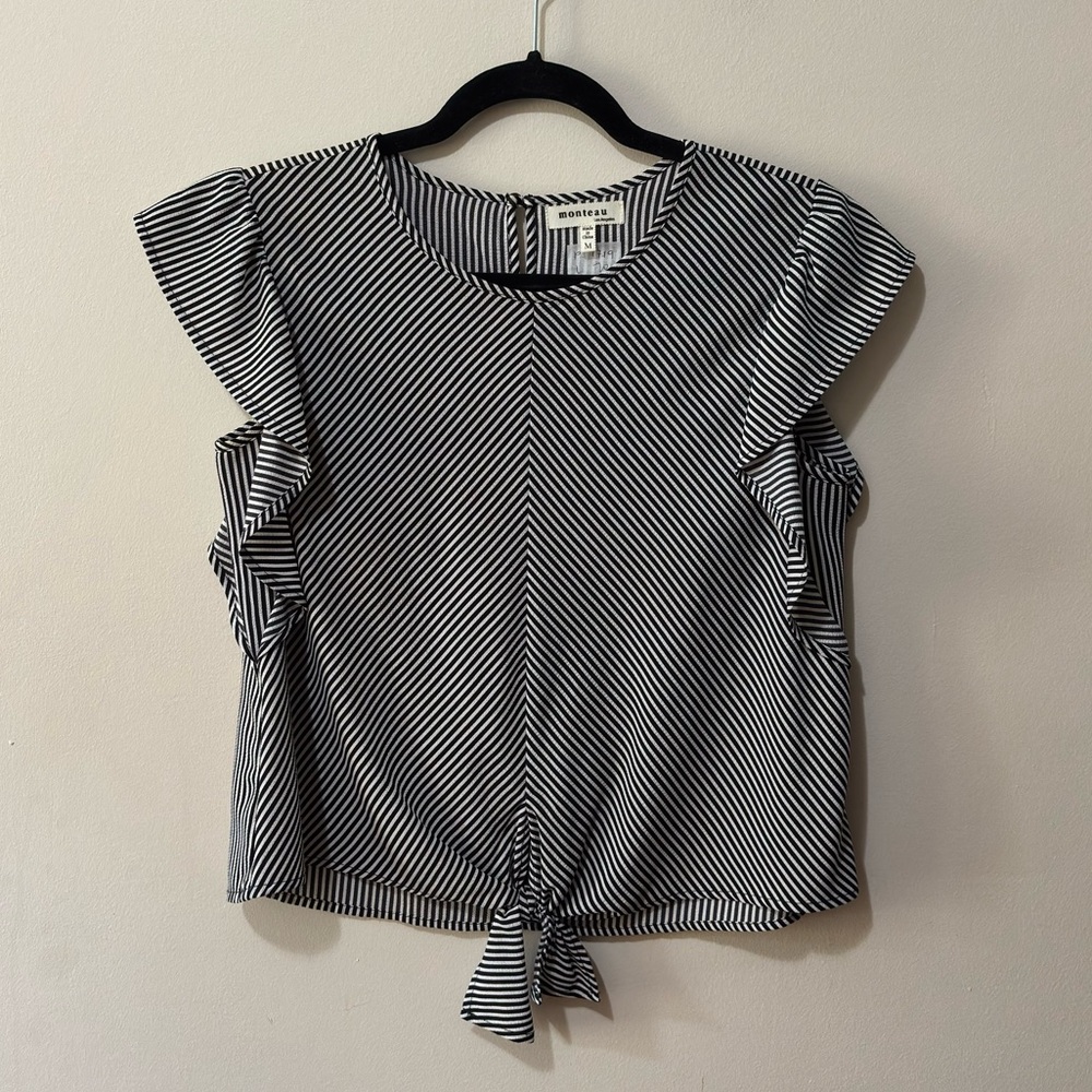 Monteau Black and White Chevron Blouse